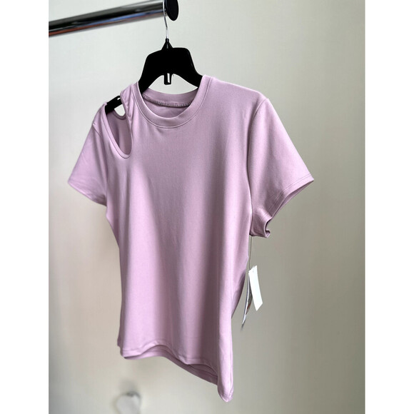 Nine West Cutout Shoulder Shadow Activewear T-Shirt In Mauve Size M - Picture 6 of 10